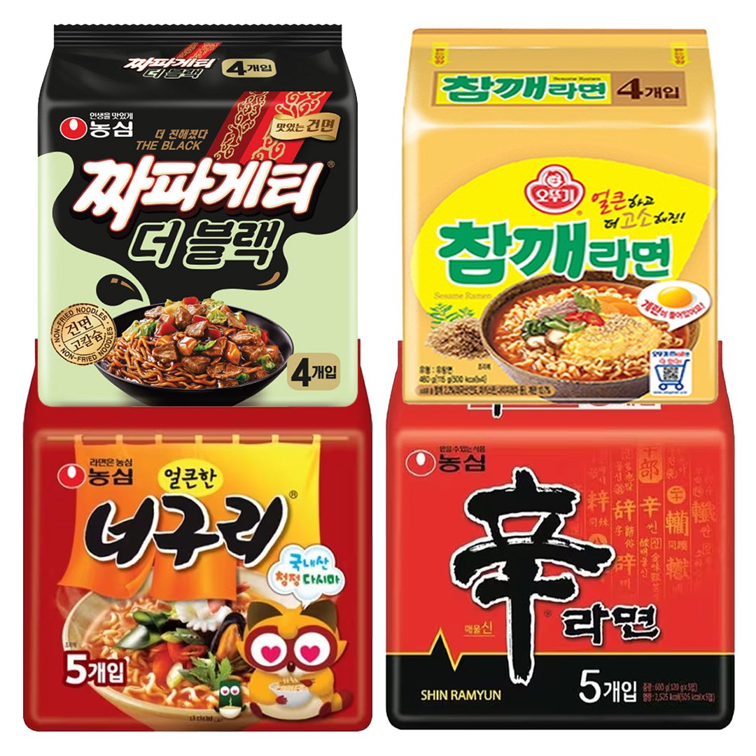 농심 오뚜기라면 인기 봉지라면세트 18P (쨔파게티 더블랙 4P + 참꺠라면 4P + 신라면 5P + 너구리 5p ) 라면스프 25,900원