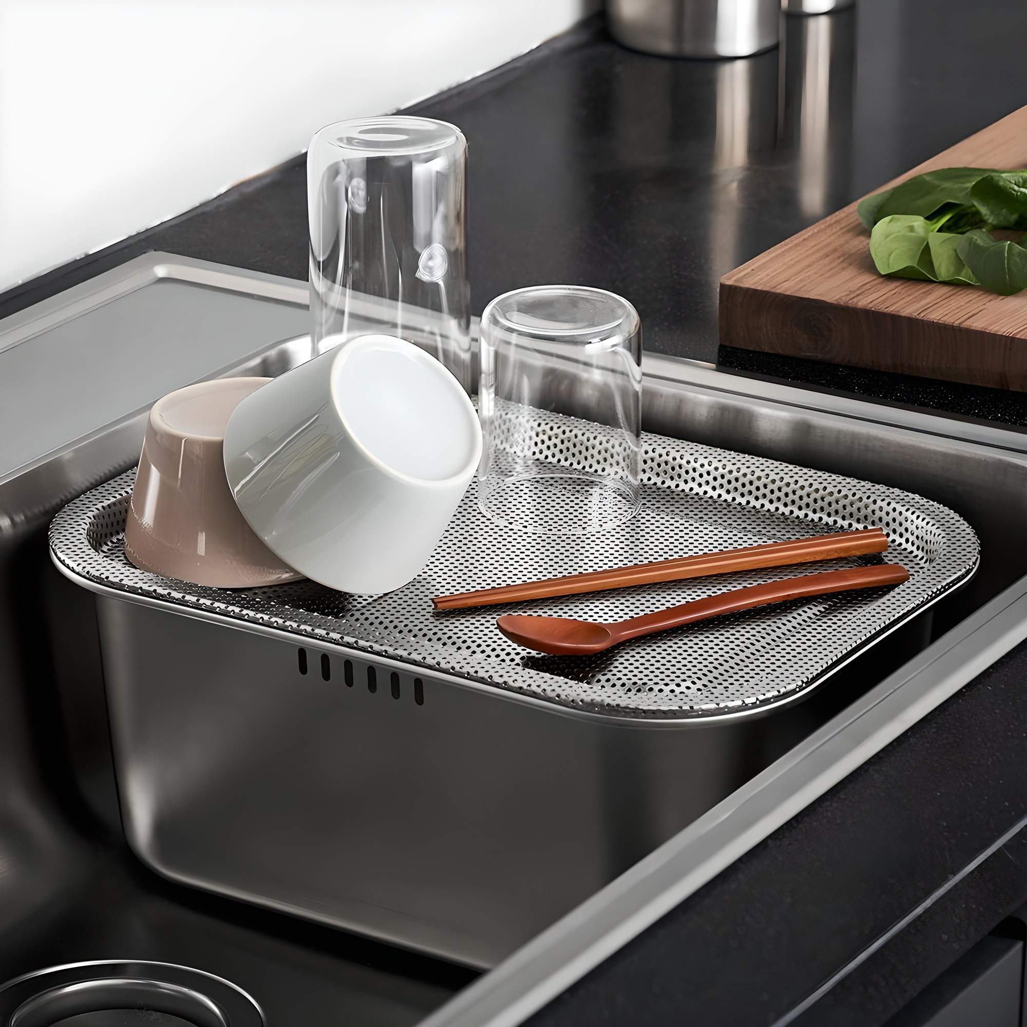 키친아트 스텐 사각 설거지통 10L + 타공 트레이 세트 24,400원