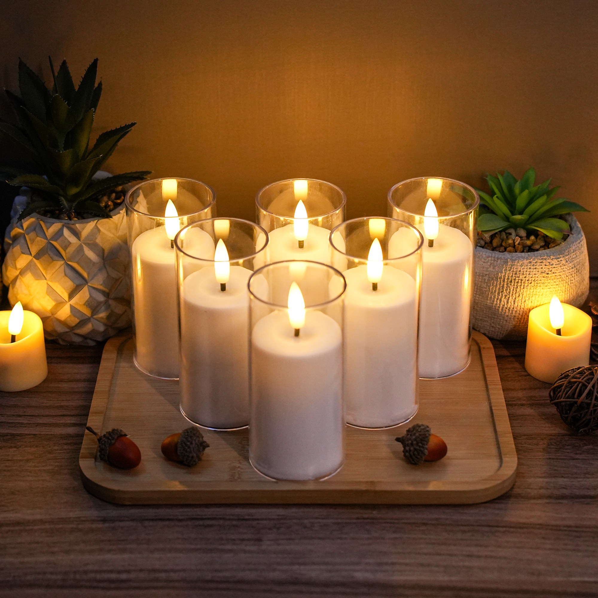 JHY DESIGN 모던홀릭 캔들 LED 양초 조명 흔들리는 전자초 유리 캔들,6종 세트, 흰색 39,950원