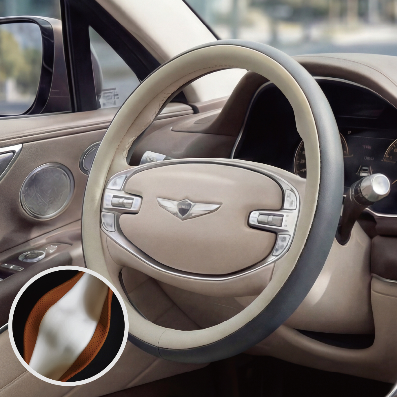 카사장 이클립스 자국 안남는 투톤 핸들 커버, 바닐라베이지 21,900원