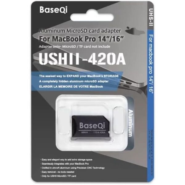 BaseQi UHSII-420A 정밀 알루미늄 마이크로SD 카드 어댑터(맥북 프로 14" 16" 2021) UHS2 UHS-2 UHSII(스페이스 그레이 420AG HDMI 플 235,300원