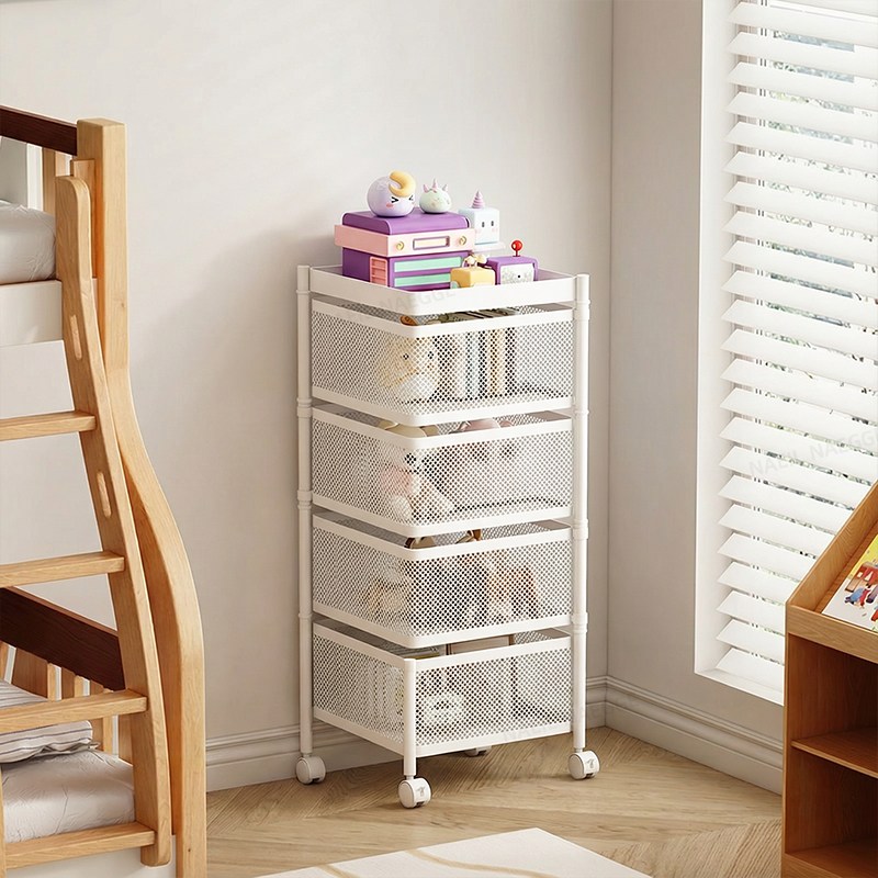 NAEILNAEGGE 이동식 트롤리 수납함 회전 철제 수납장, 4단, 화이트, 36,800원