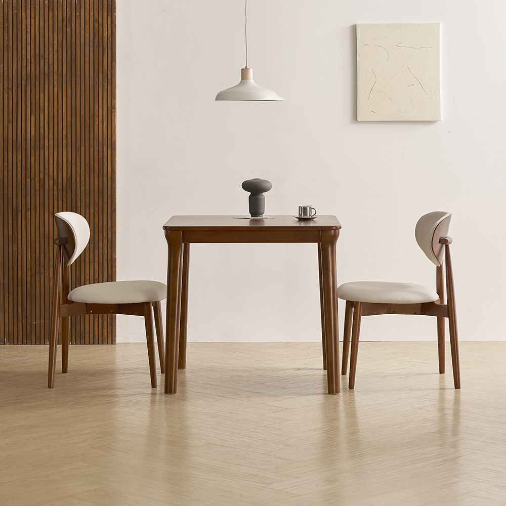 라로퍼니처 보나 800 고무나무 원목 2인 식탁 세트 (식탁+의자2), 월넛 272,000원