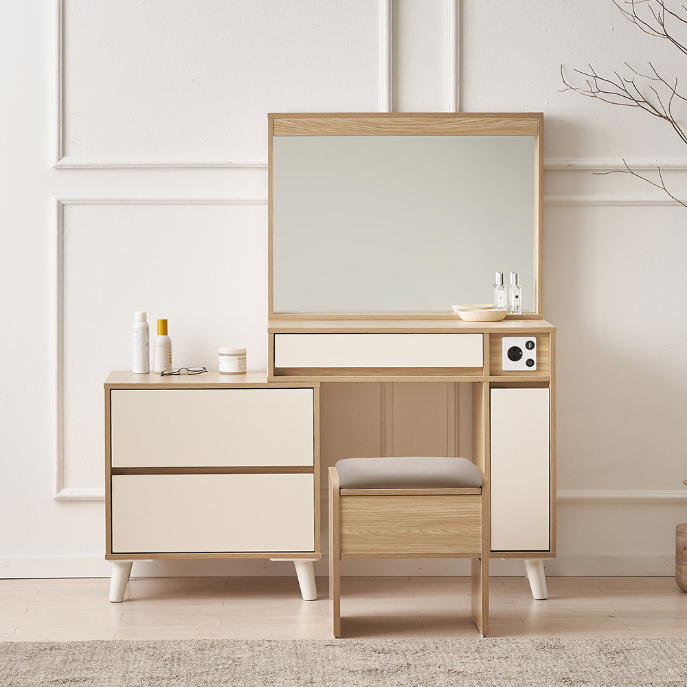 파로마 이프 노아 LED 확장형 수납 화장대 의자 세트 129,000원