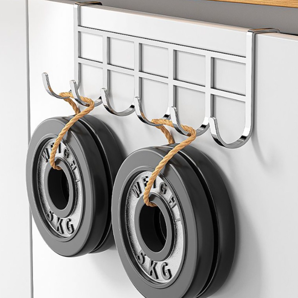 리브온 무타공 문걸이 후크 6구 스테인리스 도어 행거 주방 캐비닛 수납걸이, 1개, 실버 3,990원