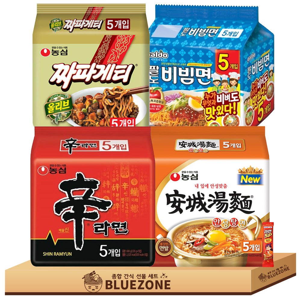 오뚜기 농심 팔도 봉지라면 B세트 신라면1 안성탕면1 짜파게티1 팔도비빔면1 라면스틱1, 1세트 28,200원