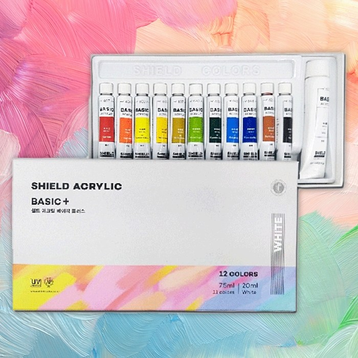 쉴드 베이직플러스 아크릴물감 7.5ml 12색(구. 모노폴리) 8,200원