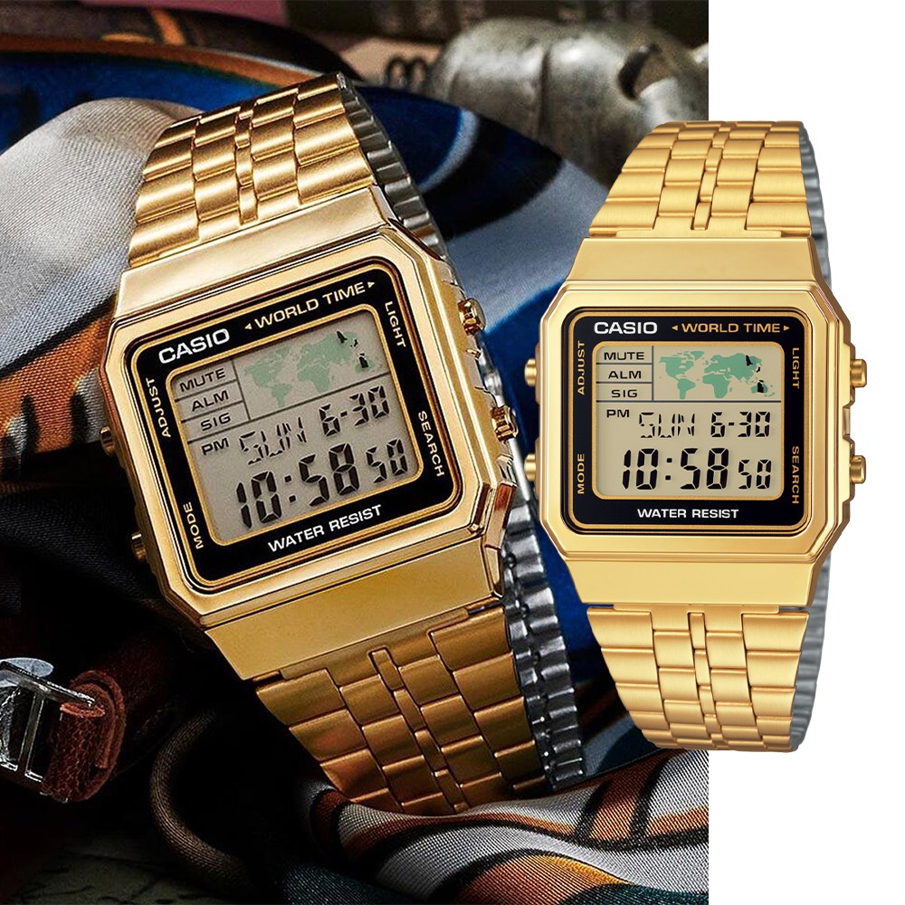 백화점AS가능 카시오 디지털 월드타임 메탈시계 A500WGA-1 남녀공용 지코스모제품 117,000원