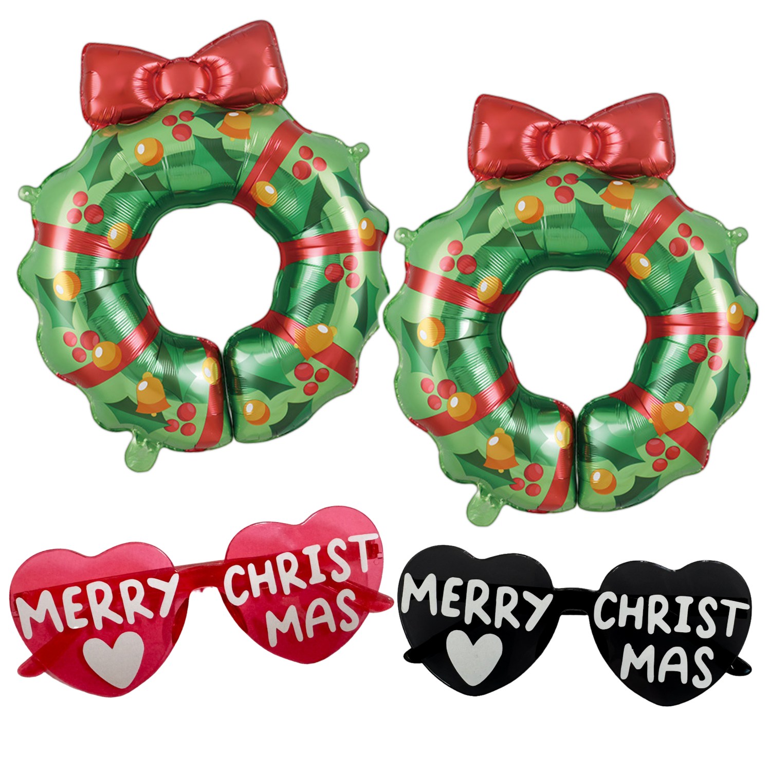 쏙쏙마켓 크리스마스 리스 포토링 하트 레터링 안경 세트, 1개, 블랙&핑크 혼합 SET 17,900원