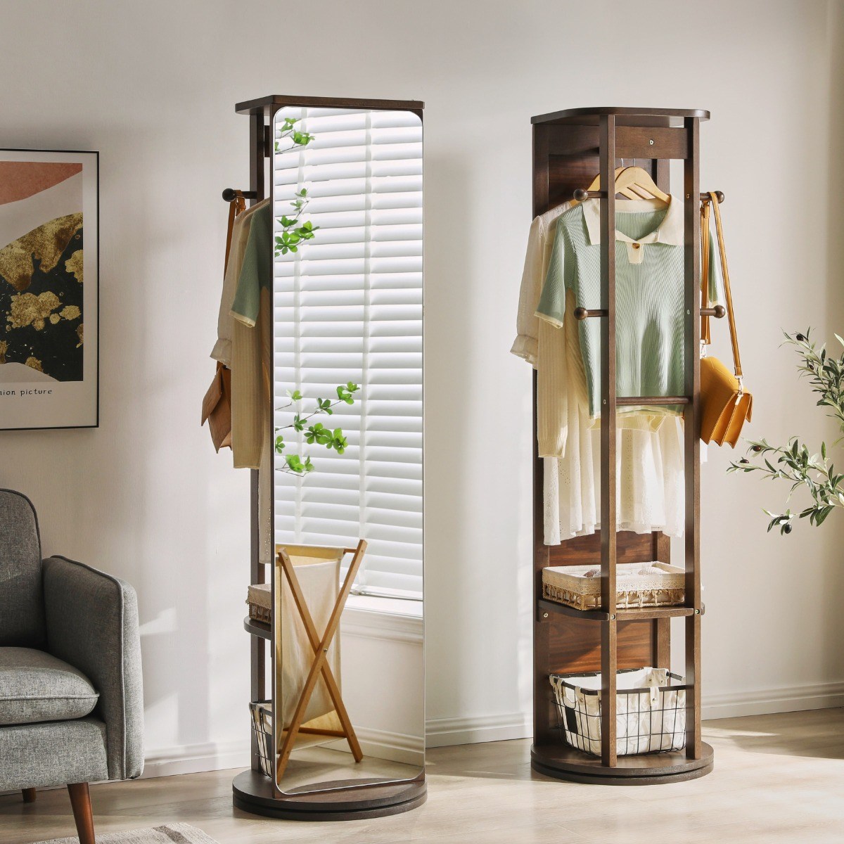 에코소라노  원목  회전 전신거울 행거  스탠드 옷걸이 회전거울 118,000원