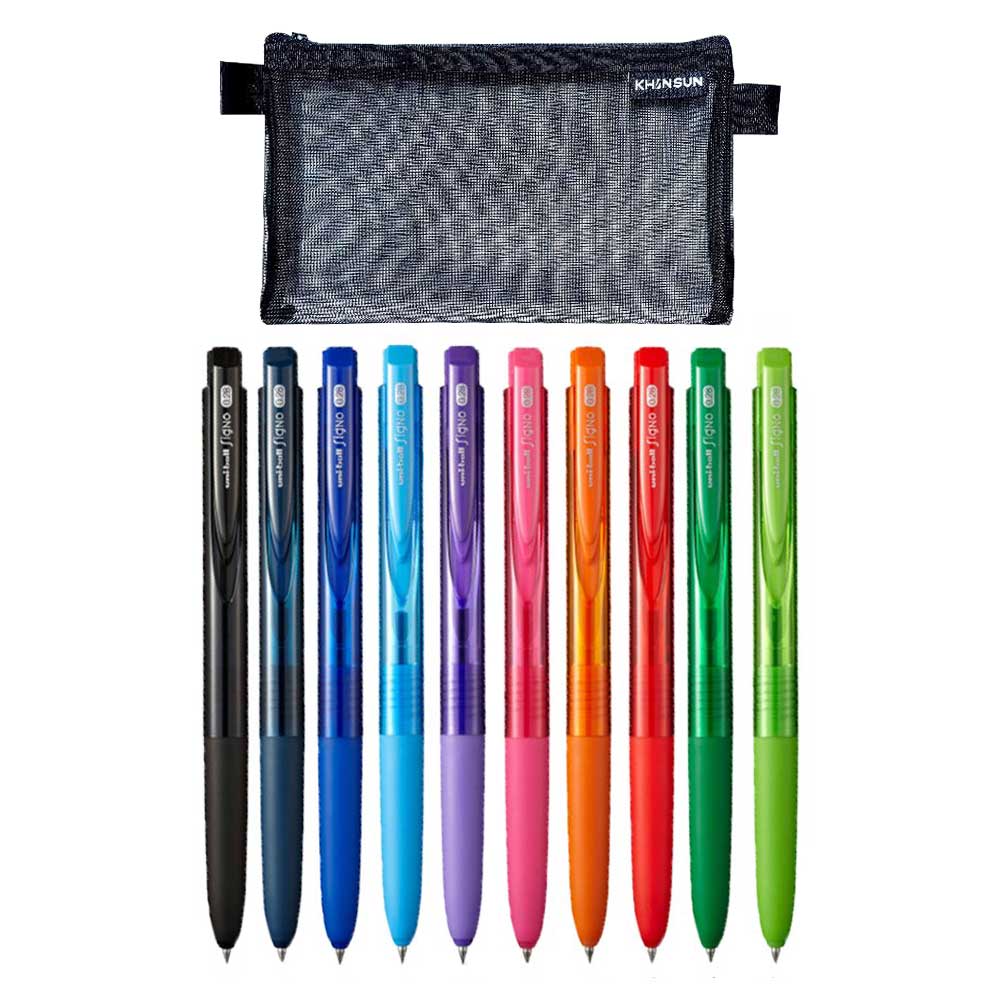 [유한회사고루담] Uni 시그노 볼펜 UMN 155 0.28 0.38 10p 세트 (메쉬 필통 포함), 1개, UMN-155 0.28 10색 (메쉬 필통 포함) 16,000원