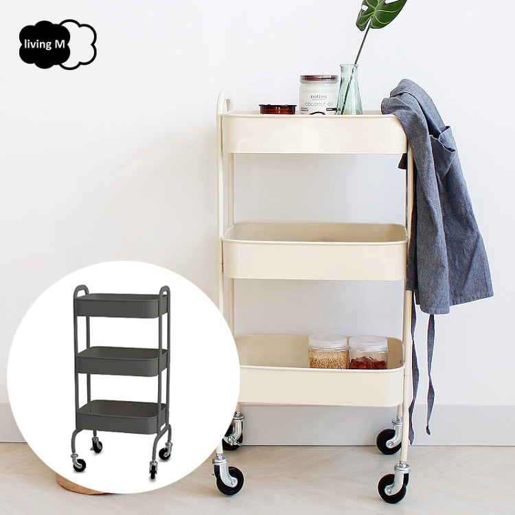 리빙엠 모던 스틸 트롤리 카트 수납장 선반 정리함 키친 주방 기저귀함 23,500원
