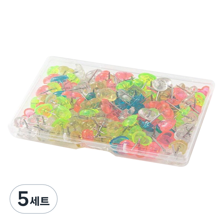 문구담 귀여운 하트모양 압정 50p 세트 투명컬러, 5세트 19,750원