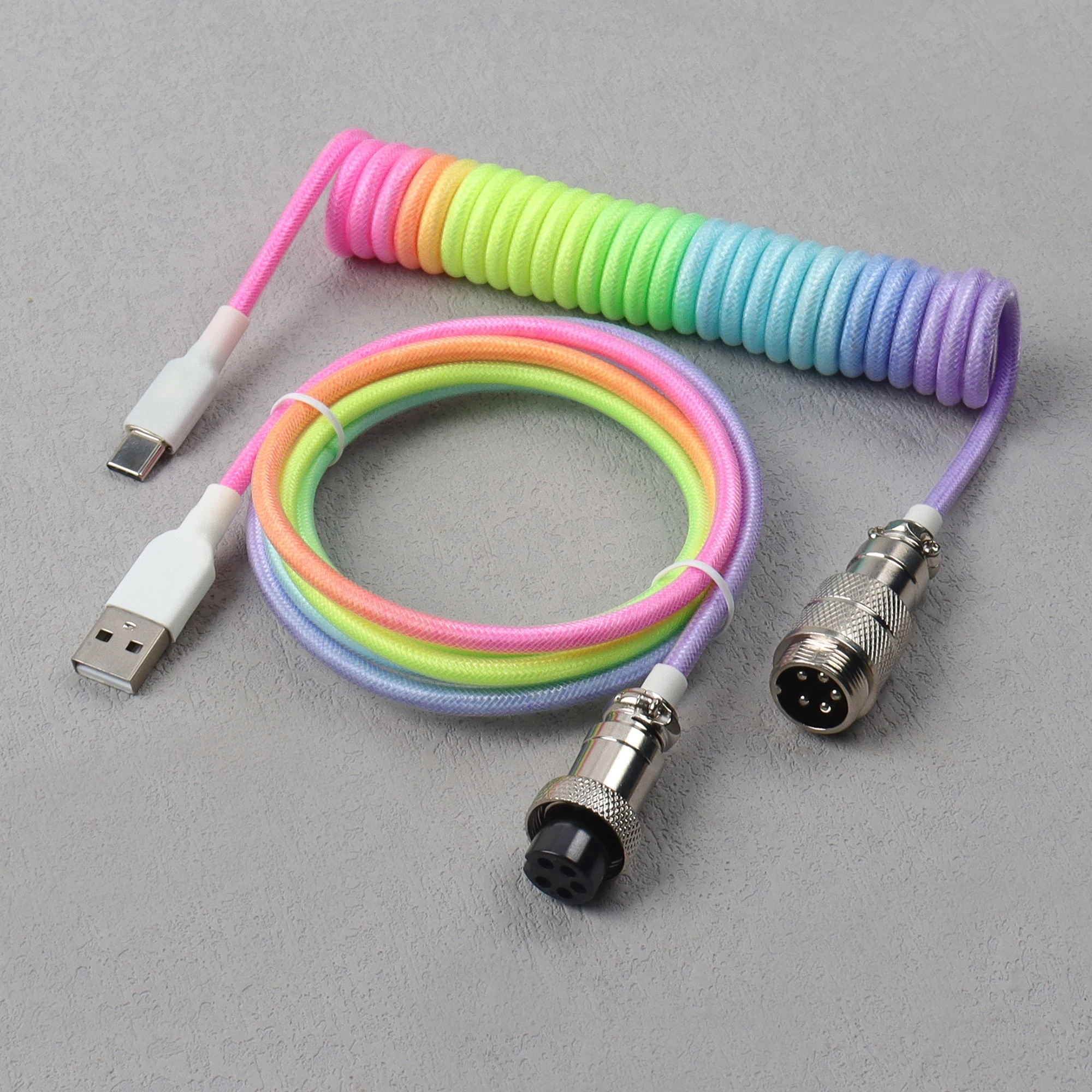 【LANO】기계식 키보드 에비에이터 케이블 GX16 항공 커넥터가 있는 USB to Type C 코일 브레이디드 신제품 21,600원