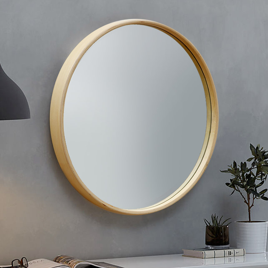 우드로하우스 원목 원형거울 CRM-600NA 60cm, 내츄럴 62,900원