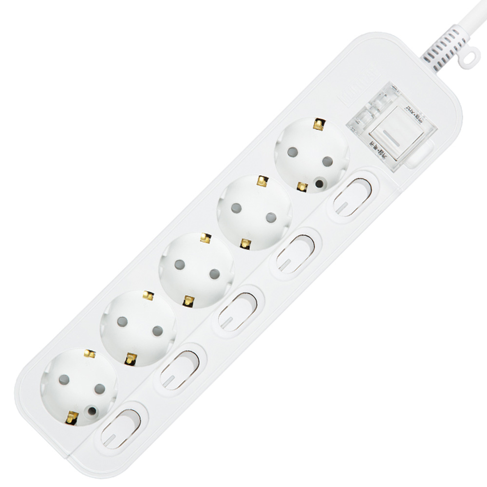 동양 국산 접지 멀티 콘센트 개별+과부하차단 멀티탭 (16a) 5구, 1개, 화이트, 1.5m 19,200원