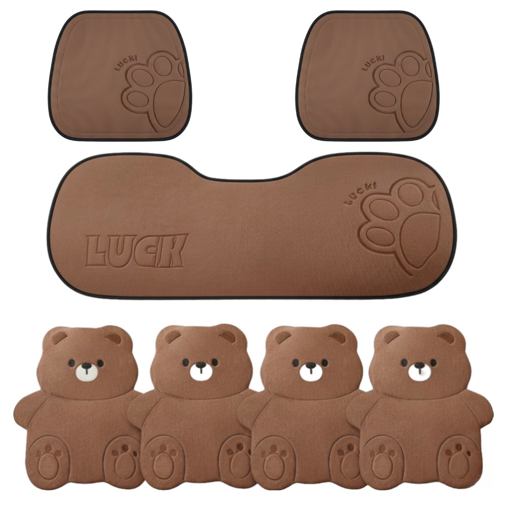 더반디 테디 곰돌이 인테리어 자동차 방석 앞좌석 뒷좌석 등받이 세트, 1세트, 테디 브라운 159,000원