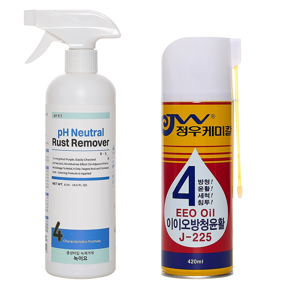 정우케미칼 녹제거제 녹이요500ml 1통 + 녹방지제, 방청윤활제 J-225 이이오방청윤활 420ML 1캔 세트, 500ml, 1개 20,350원