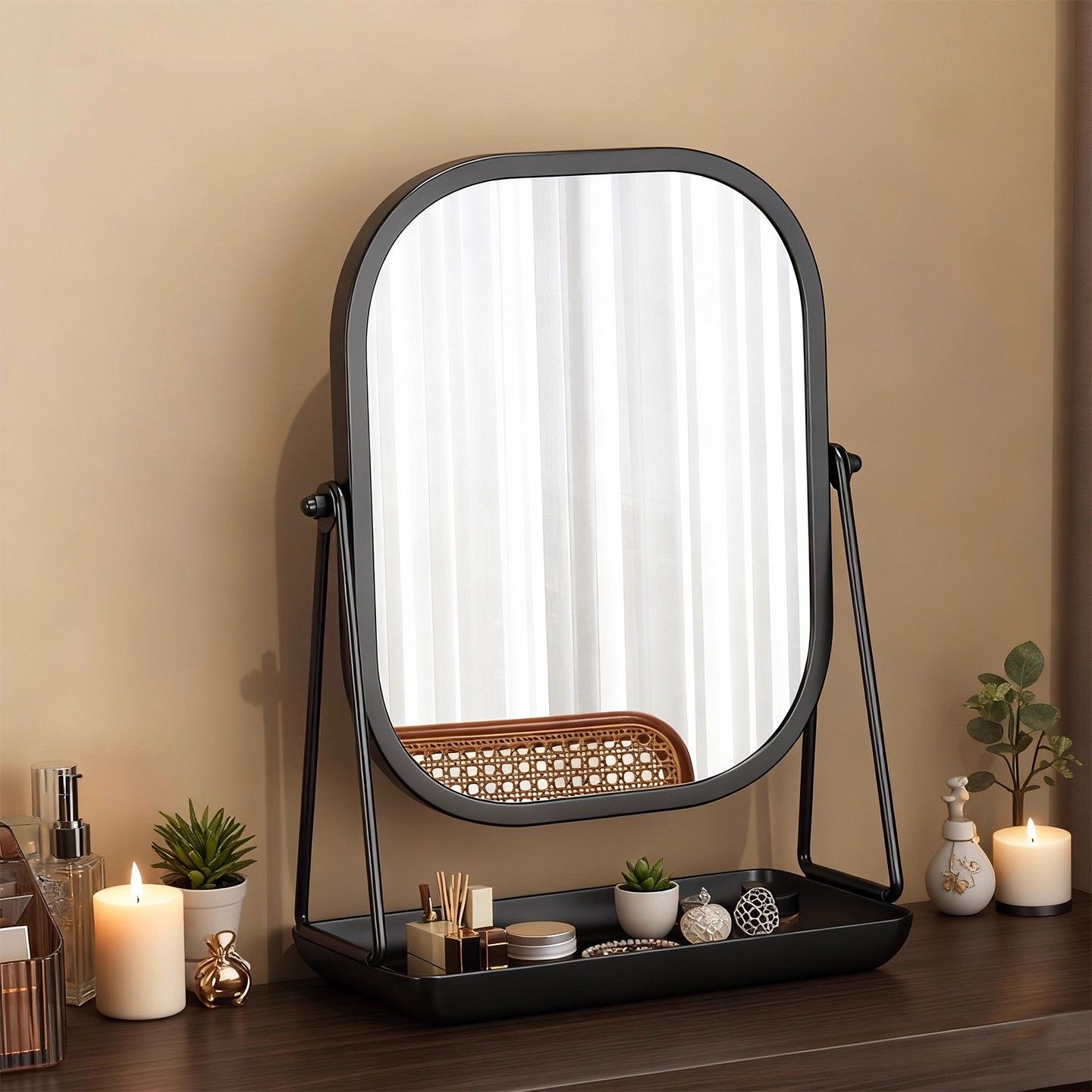 SMTONE 360도 회전 탁상 화장 인테리어 고화질 거울 수납형 받침대 포함 1개 16,900원