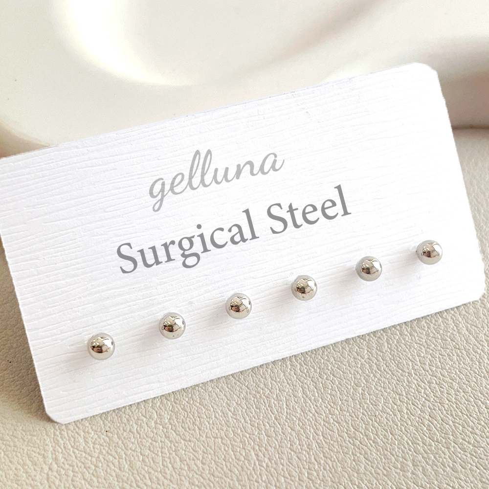 젤루나 여성용 전체써지컬스틸 기본 심플 원볼 구슬 스터드 레이어드 침귀걸이 P-790 6p 5,800원