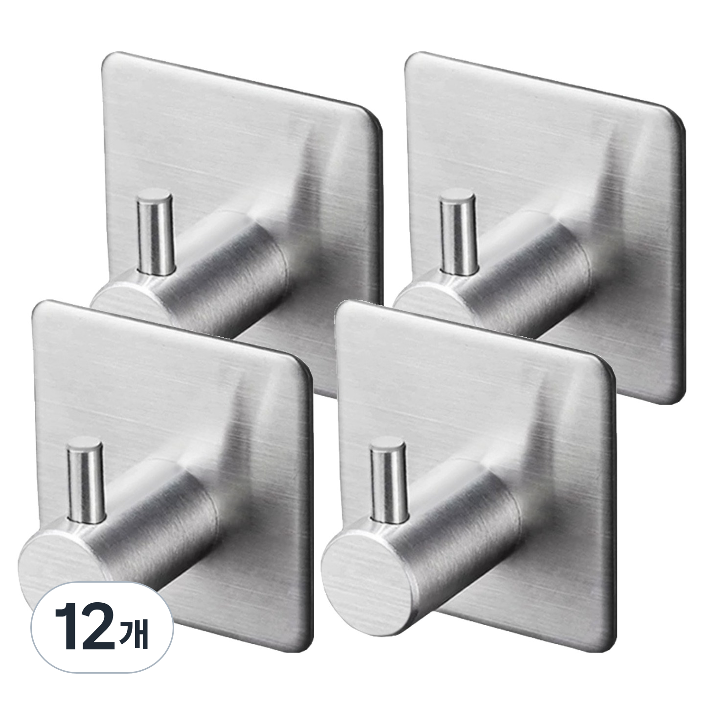 피어니스트 무타공 스틸 다용도 접착식 걸이, 실버, 12개 40,800원
