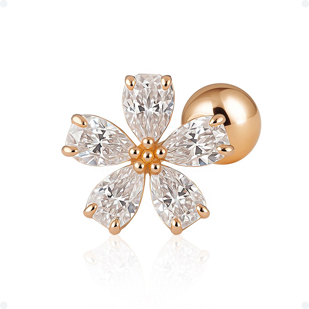 쥬넬 14K 물방울 꽃잎 플라워 피어싱 126,900원