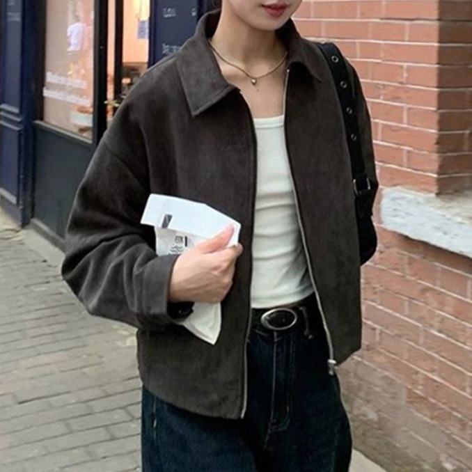 PDS패션 여성용 솔리드 컬러 라펠 스웨이드 자켓 36,710원