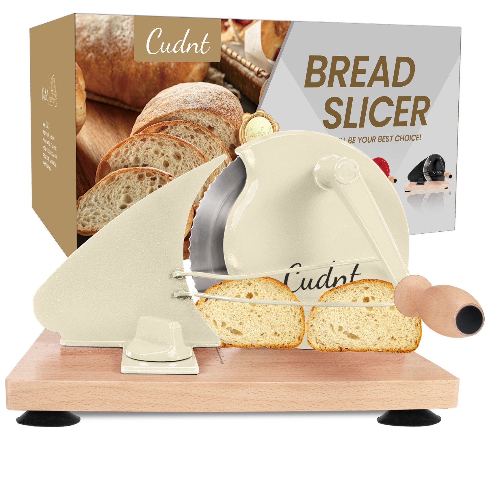 [DlyEase]수동 빵 슬라이서 두께조절 핸드크랭크 가정용 업소용 토스트 베이글 바게트 절단기 스테인리스 톱니날, 1개, 아이보리 69,900원