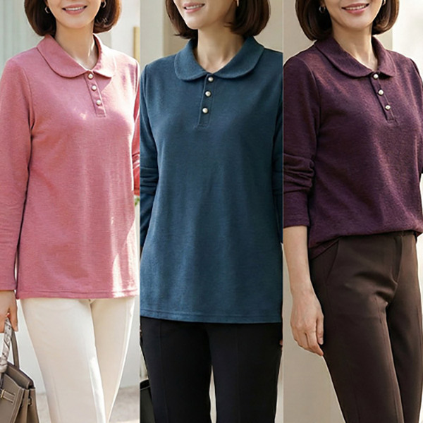 로즈맘 엄마옷 로즈맘  카라진주반오픈티셔츠/겨울 50대60대 생신선물 겨울옷 엄마티셔츠 할머니옷 16,920원