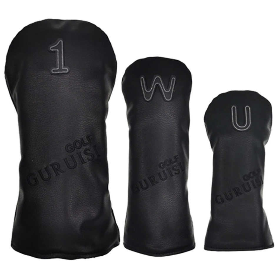 골프헤드커버 모던일러스트 GOLF GURUISI 드라이버1개,우드1개,유틸1개 3개 1세트, 블랙 3종, 1개, 현재가 29,900원