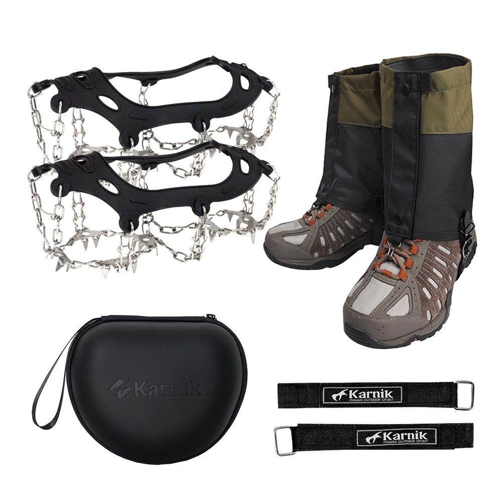 카르닉 등산 아이젠 고강도 체인 이중벨크로, 24P아이젠(블랙)+미니스패츠(카키) 38,900원