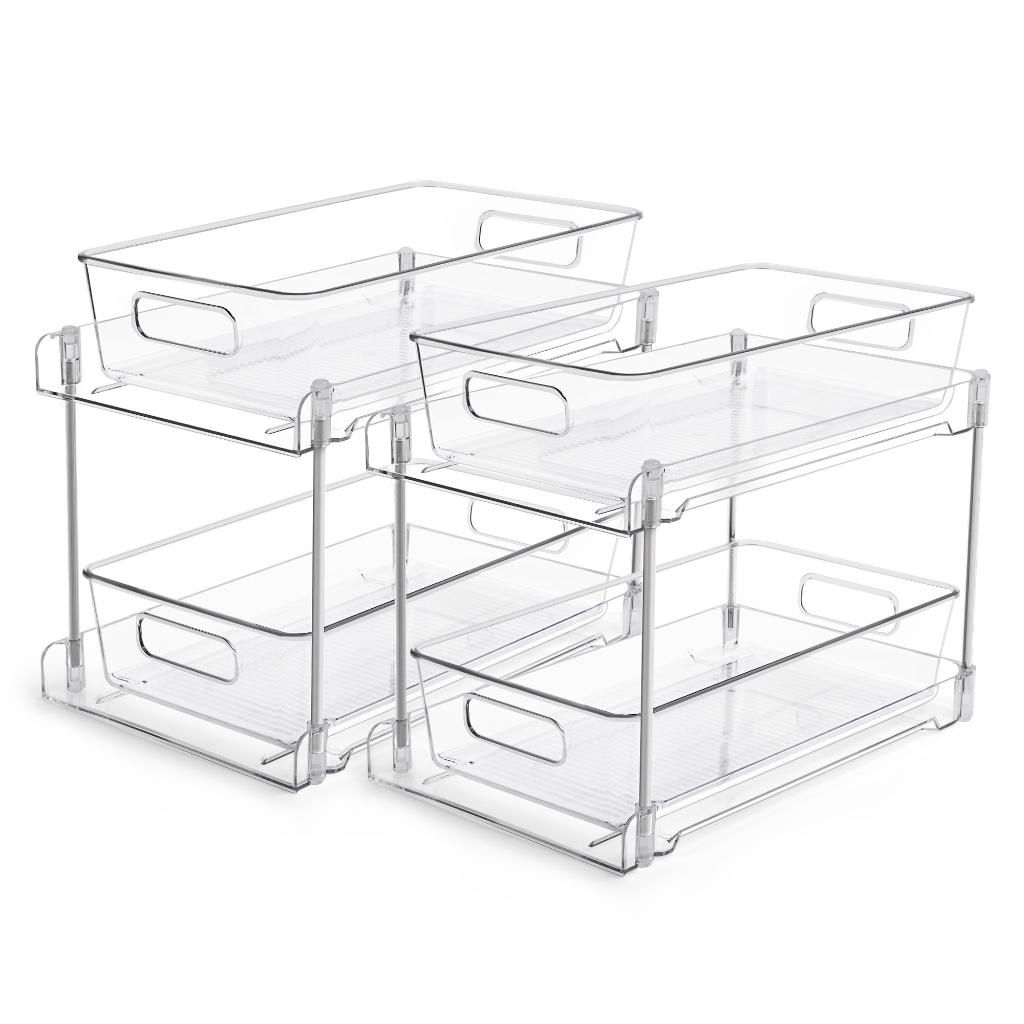 Vtopmart 다용도 서랍식 수납장 슬라이딩 선반 씽크대 양념통 정리대, 2개, 투명 22,410원