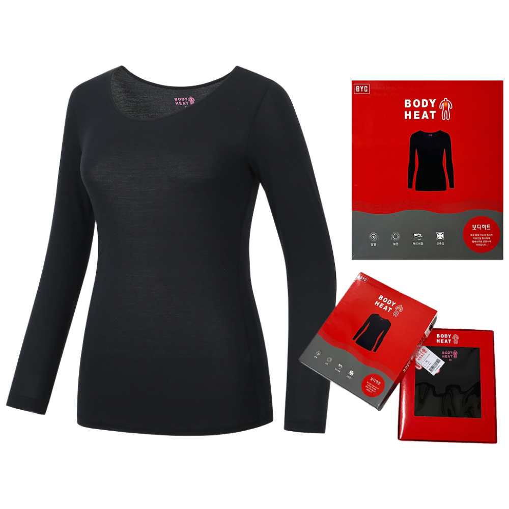 BYC 프리미엄 여성 내복상의 보디히트 겨울 발열내의 긴팔티 히트텍 19,200원