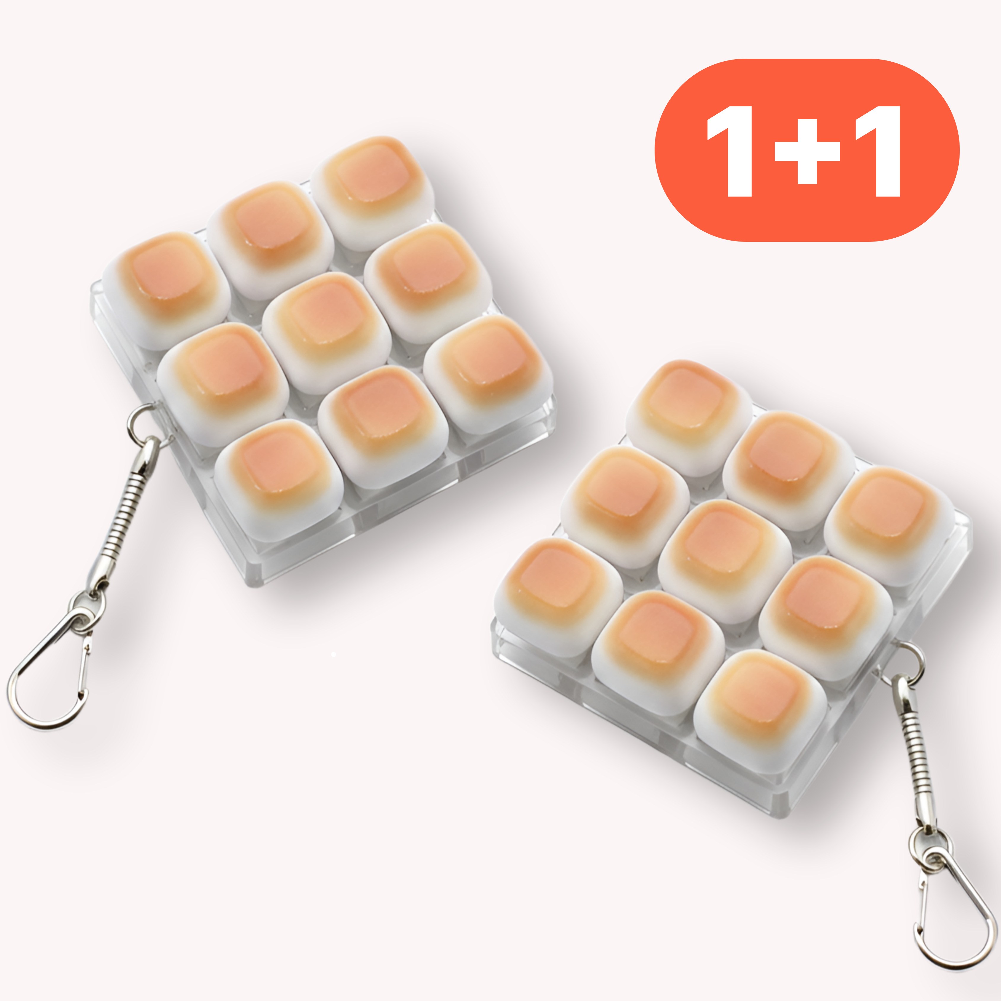 재린 [1+1/중독성갑 ASMR] 마시멜로 키보드 클리커 딸깍이 9구 키캡 키링 피젯토이 스트레스해소 가방고리 소품, 브라운, 2개 16,400원