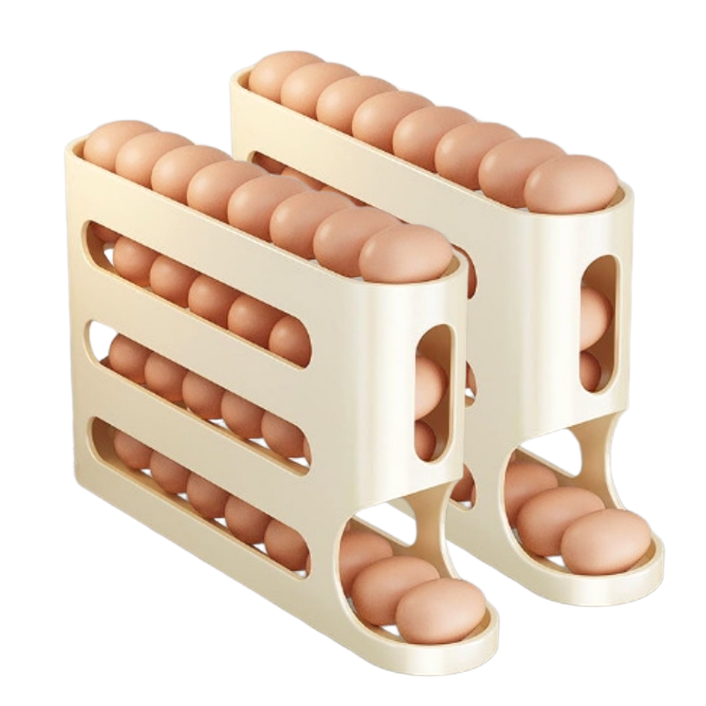 온세미몰 공간절약 신선보장 자동 슬라이딩 계란 롤링 보관함, 2개, 베이지 12,200원