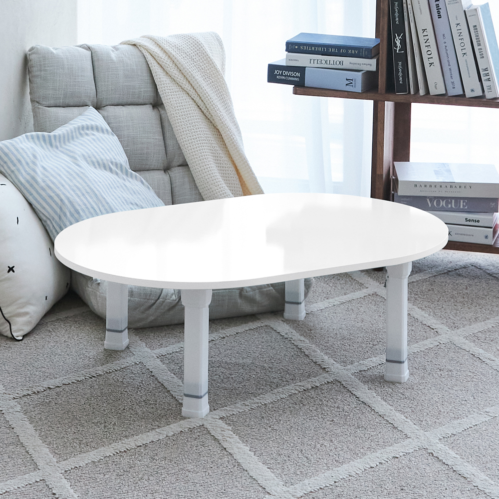 스토리퍼니쳐 국내생산 E0 LPM 4단높이조절 유광 밀러 타원 접이식 테이블 720, 화이트 24,080원