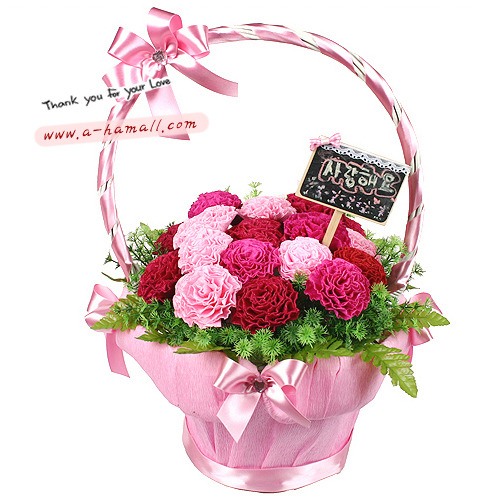 주름지카네이션 꽃 바구니 핑크 리본형(어버이날선물, 스승의날 카네이션만들기), 1개 64,200원