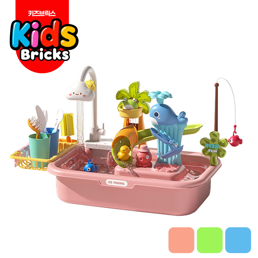 키즈브릭스 자동 급수 물 나오는 싱크대 워터 테이블, 핑크, 1개 31,600원