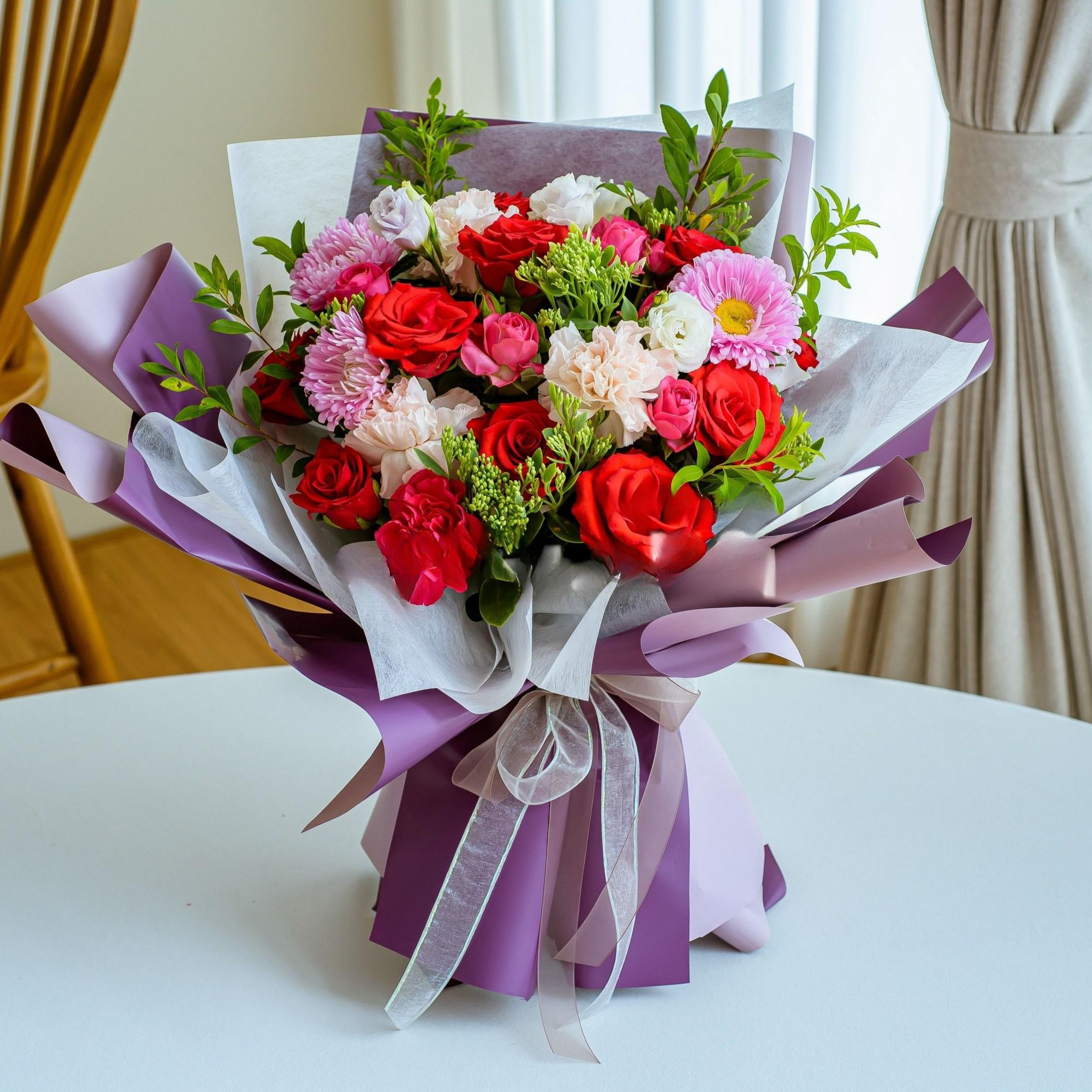 나눔플라워 전국 꽃다발 생일꽃배달 생일 축하 선물 승진 졸업 정년 퇴직 학예회 기념일 와이프 꽃배달서비스 당일꽃다발, 레드혼합꽃다발, 1개 79,000원