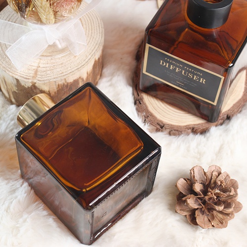 디퓨저 유리용기 - B급 브라운 사각 디퓨저 용기 약 150ml 캡 색상 (속캡포함), 1개, 150ml, 로즈골드캡 990원