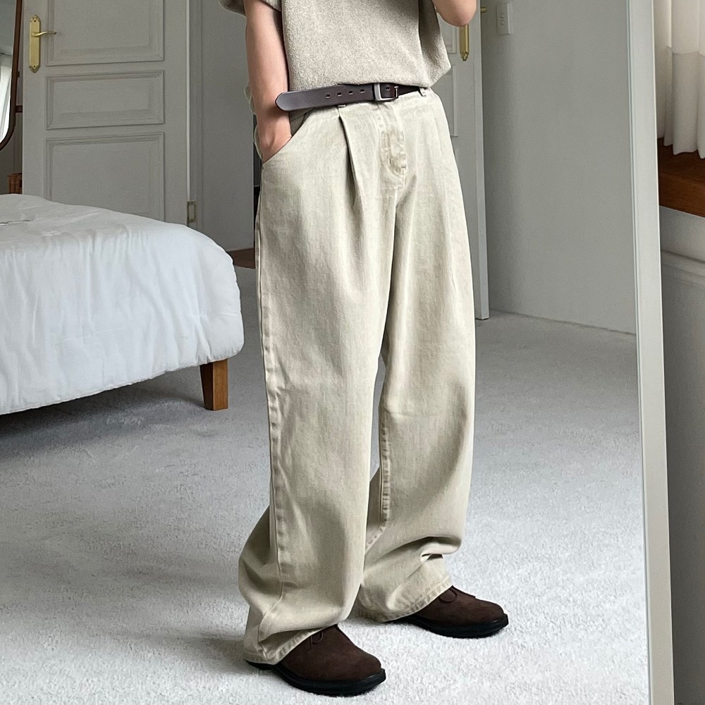 르위 남자 사계절 하이 웨스트 와이드 코튼 팬츠 3color 59,000원