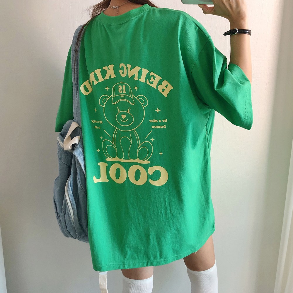 러브앤시티 국내생산 남녀공용 쿨테디 곰돌이 반팔티 오버핏 티셔츠 박스티 빅사이즈 19,910원