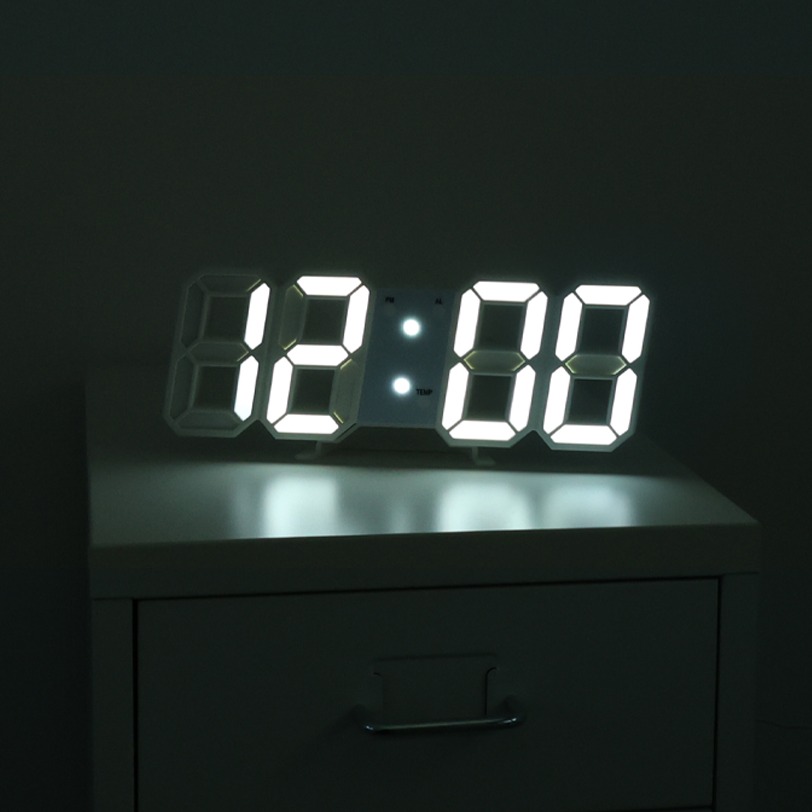 연하 LED 무소음 디지털 벽시계 탁상시계, 화이트 9,180원