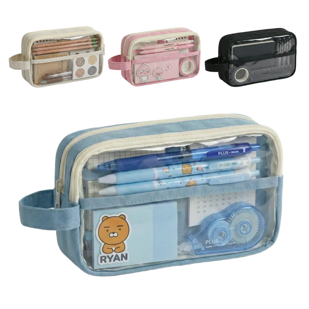 2026 신학기 대용량 클리어 필통 파우치 투명 PVC 펜케이스 수납 보부상, 1개, 스카이 14,900원