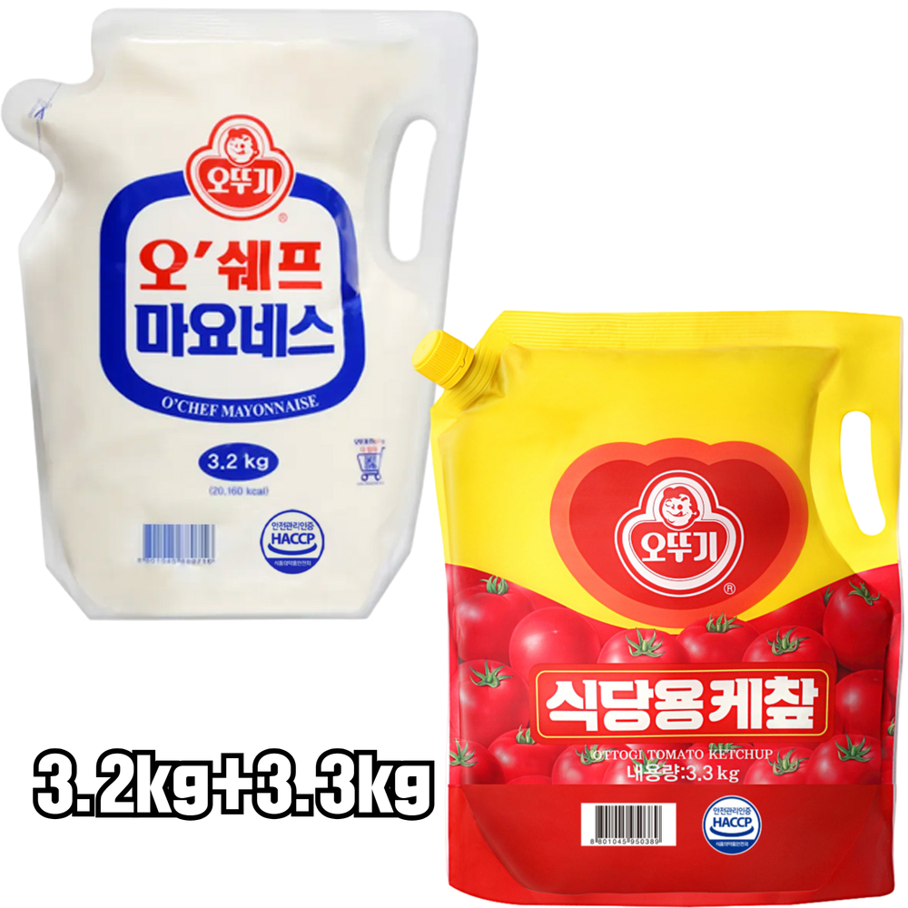 자연톡 오뚜기 오쉐프 마요네즈 3.2kg + 식당용 케찹 3.3kg 대용량 드레싱 업소용 세트, 1세트, 6.5kg 29,500원