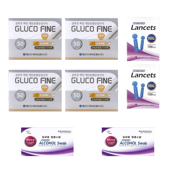 에스디바이오센서 글루코파인 혈당시험지 혈당측정검사지 세트 (시험지 200매 + 정품침200개 + 정품솜200매) SW 80,000원