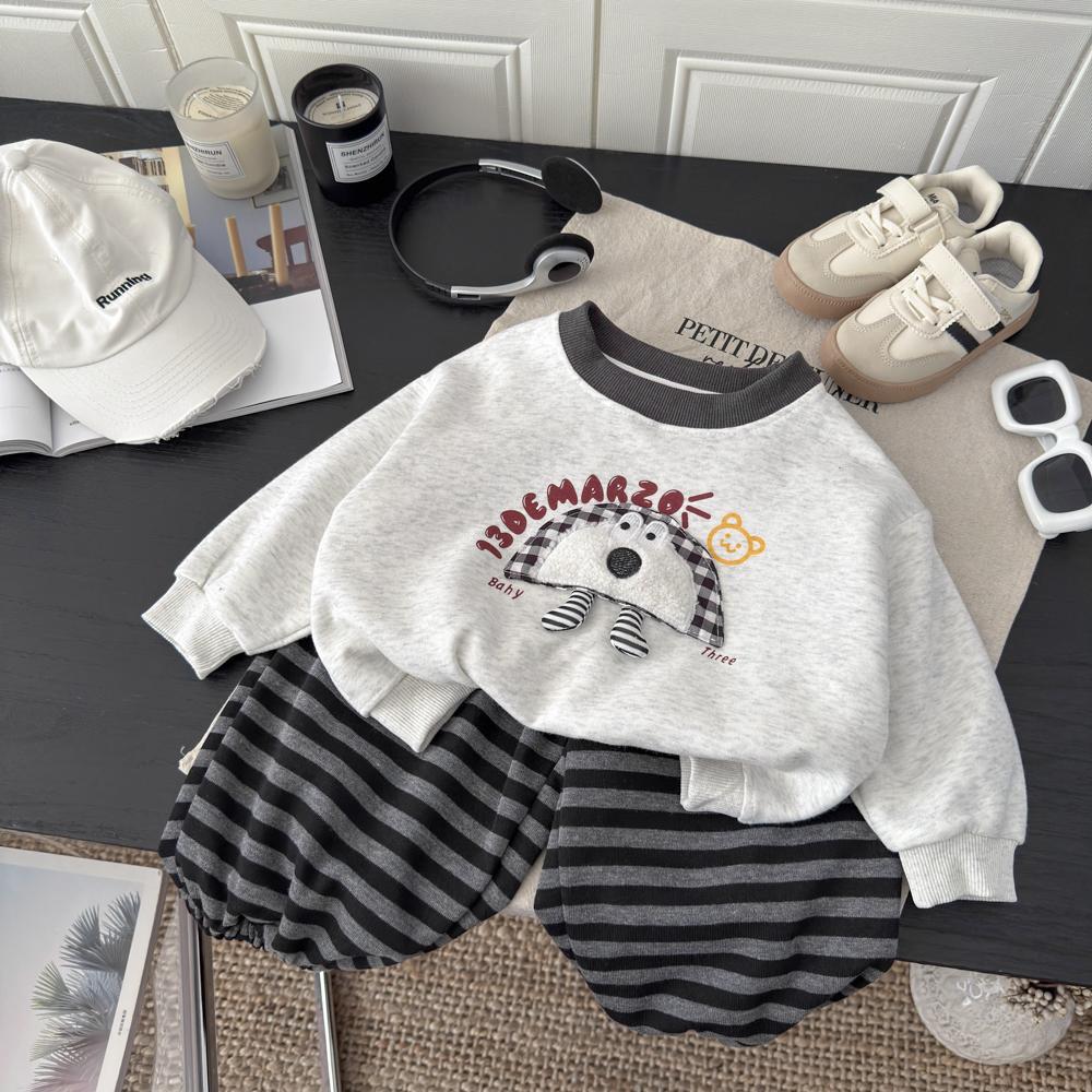 ZPEIZ 봄 가을남아 맨투맨 스트라이프 세트 캐주얼 루즈핏 아동 상하의 투피스 세트 상하복 세트 36,990원