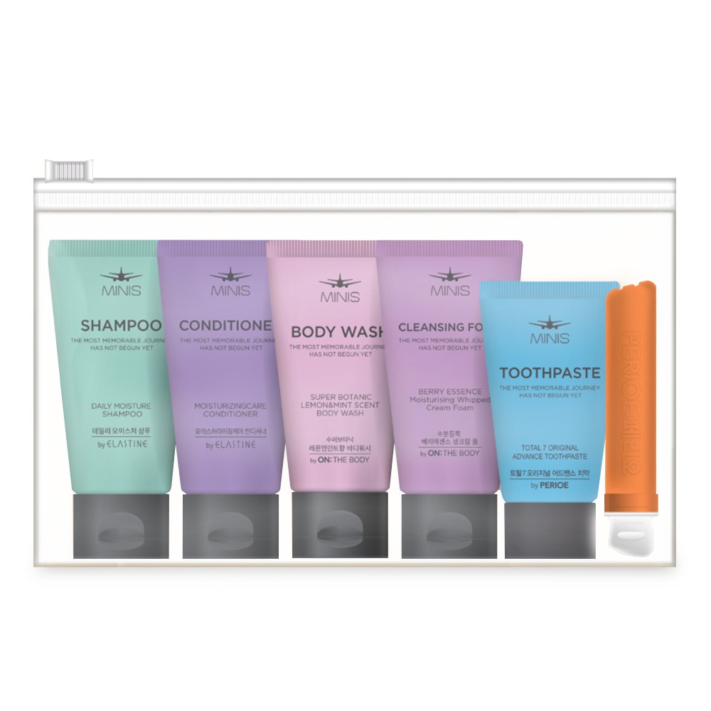 엘지생활건강 미니스 여행용세트 6종 여행필수품 샴푸 컨디셔너 바디워시 생크림폼 치약 칫솔 7,840원