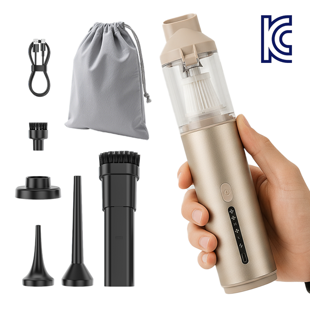 "케이엠 6종헤드 16,000Pa 파워흡입력 차량용 휴대용 (에어건+공기주입기+진공압축) 무선진공청소기 ", 베이지 43,800원