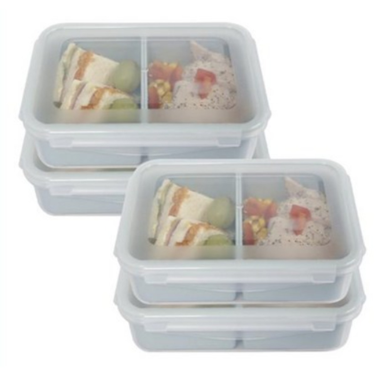 초특가 한정상품 나눔 칸막이 칸칸이 밀프랩 도시락통 반찬통 밀폐용기 2+2, 1세트, 2칸 1500ml 4개 13,900원